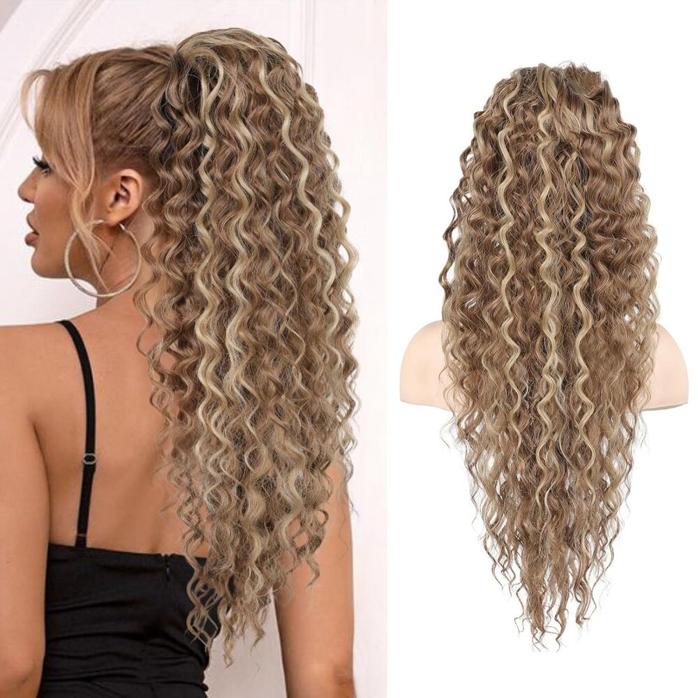 26" Long Bohemian Curly Drawstring Ponytail, 18C-203H006